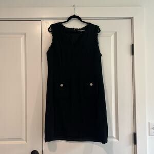 Karl Lagerfeld Paris Women's Tweed Black Dress Professional Gold Accents Size 16